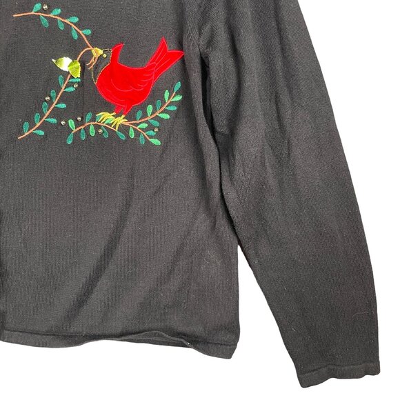 Womens Cardigan XL Embroidered Cardinal Whimsical Granniecore Grandma Modest - Picture 7 of 12